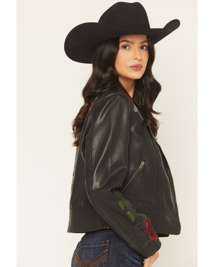 Special Offer Idyllwind Women's Glenrose Floral Leather Jacket | Black