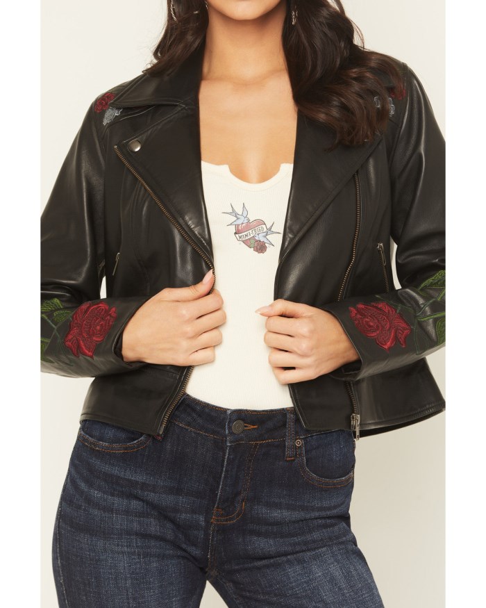Special Offer Idyllwind Women's Glenrose Floral Leather Jacket | Black