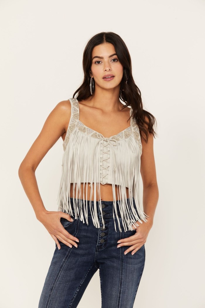 Special Offer Idyllwind Women's Georgia Fringe Lace-Up Bustier | Stone