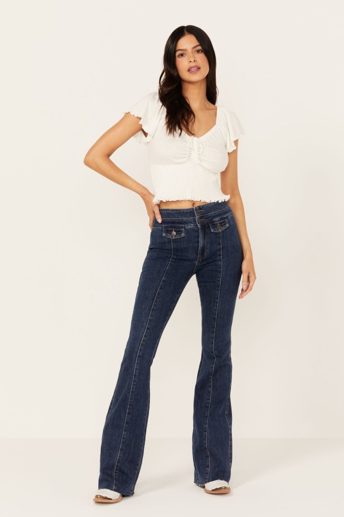 Special Offer Idyllwind Women's La Vista Dark Wash Legend High Rise Bootcut Comfort Stretch Denim Jeans | Medium Wash