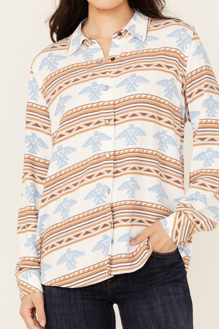 Special Offer Idyllwind Women's Thunderbird Featherlight Long Sleeve Snap Western Shirt | Ivory