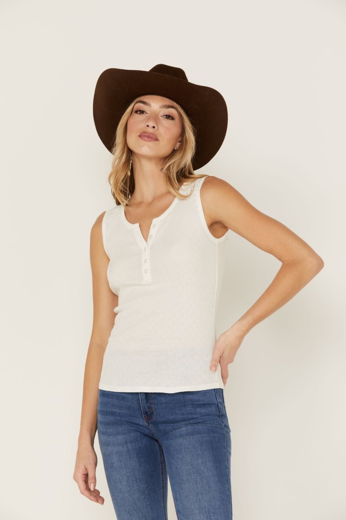 Special Offer Idyllwind Women's Hillside Road Henley Tank Top | Ivory
