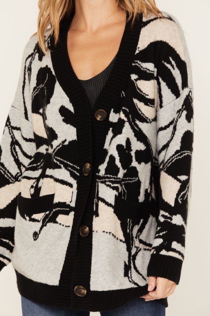 Special Offer Idyllwind Women's Alice Floral Abstract Cardigan Sweater | Grey