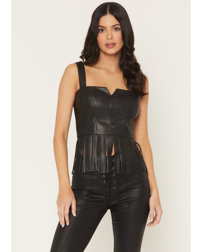 Special Offer Idyllwind Women's Roycroft Faux Leather Fringe Bustier | Black