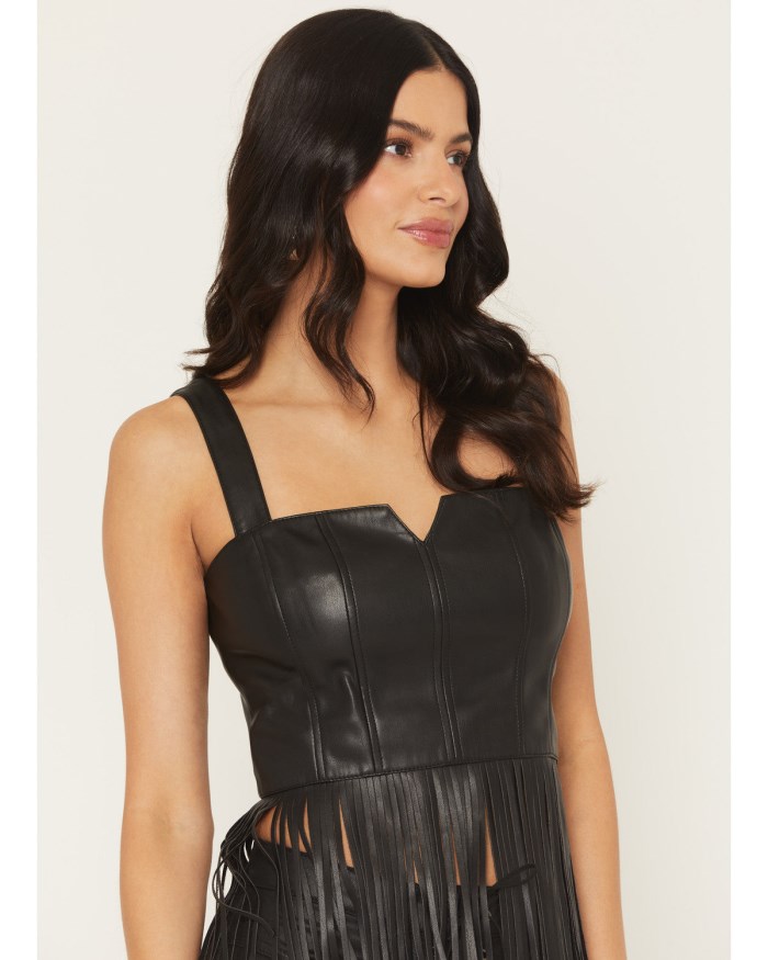 Special Offer Idyllwind Women's Roycroft Faux Leather Fringe Bustier | Black