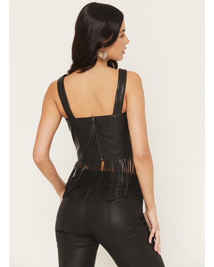 Special Offer Idyllwind Women's Roycroft Faux Leather Fringe Bustier | Black