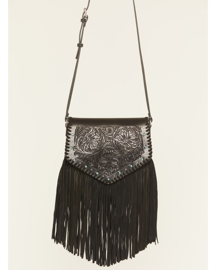 Special Offer Idyllwind Women's Granada Tooled Fringe Crossbody Bag | Black