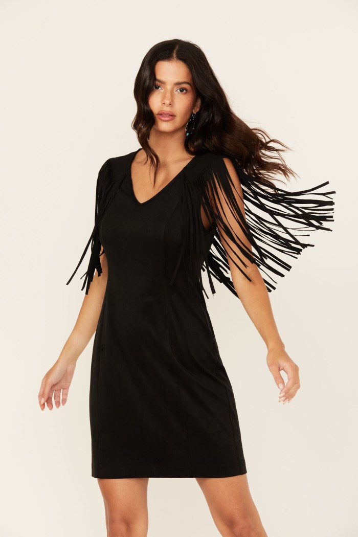 Special Offer Idyllwind Women's Lady Bird Faux Suede Mini Dress | Black