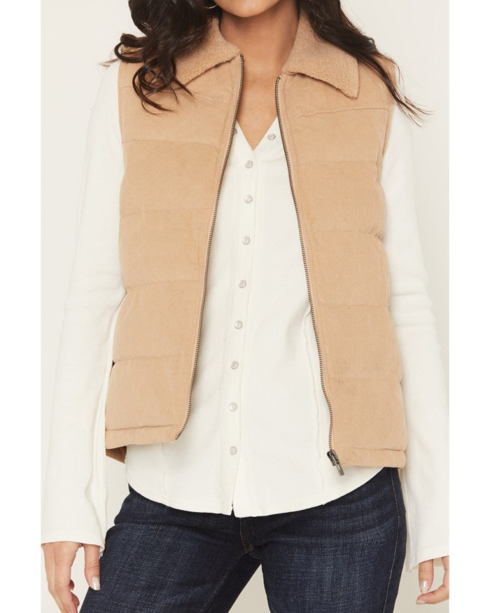 Special Offer Idyllwind Women's Midvale Corduroy Embroidered Puffer Vest | Khaki