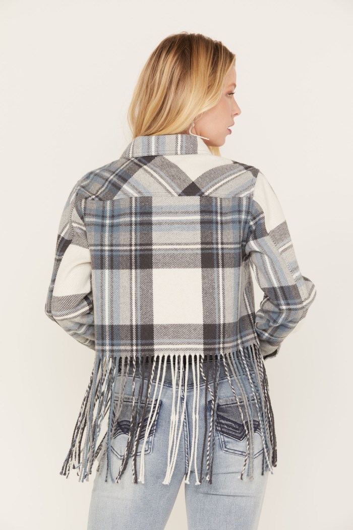 Special Offer Idyllwind Women's Walker Cropped Fringe Shacket Jacket | Navy