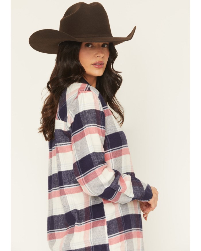 Special Offer Idyllwind Women's Skip Jack Plaid Print Long Sleeve Snap Flannel Shirt | Indigo