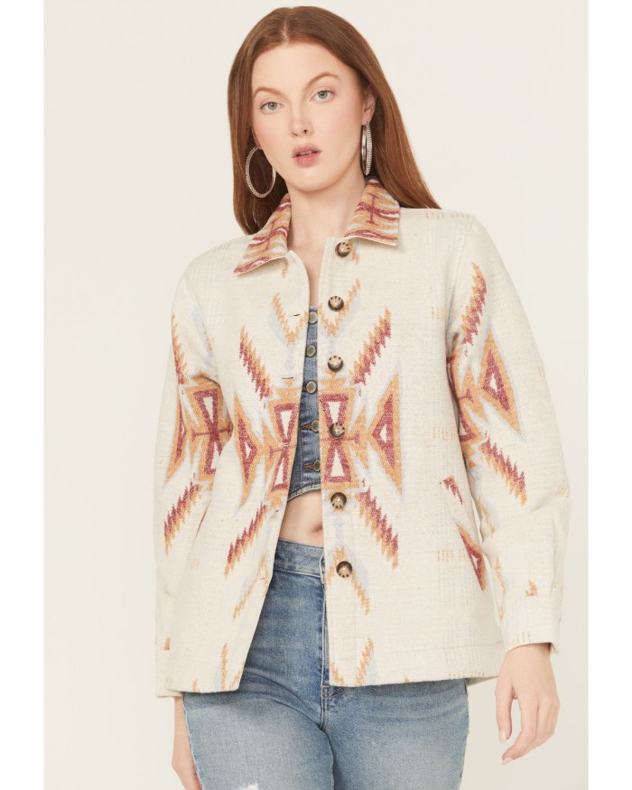 Special Offer Idyllwind Women's Merritt Southwestern Button-Down Shacket | Cream