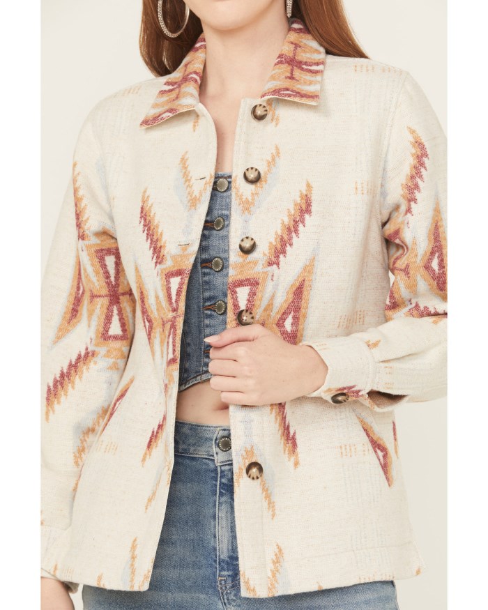Special Offer Idyllwind Women's Merritt Southwestern Button-Down Shacket | Cream