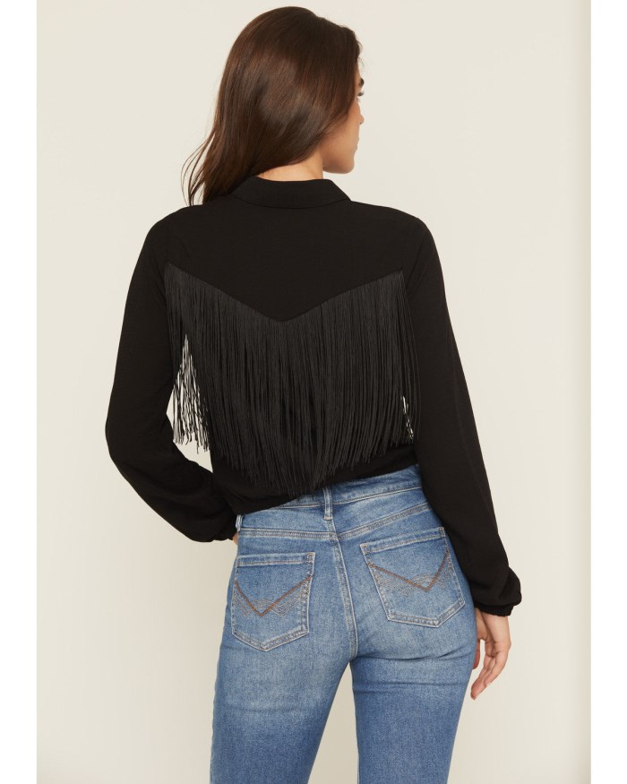 Special Offer Idyllwind Women's Richfield Fringe Long Sleeve Snap Western Shirt | Black