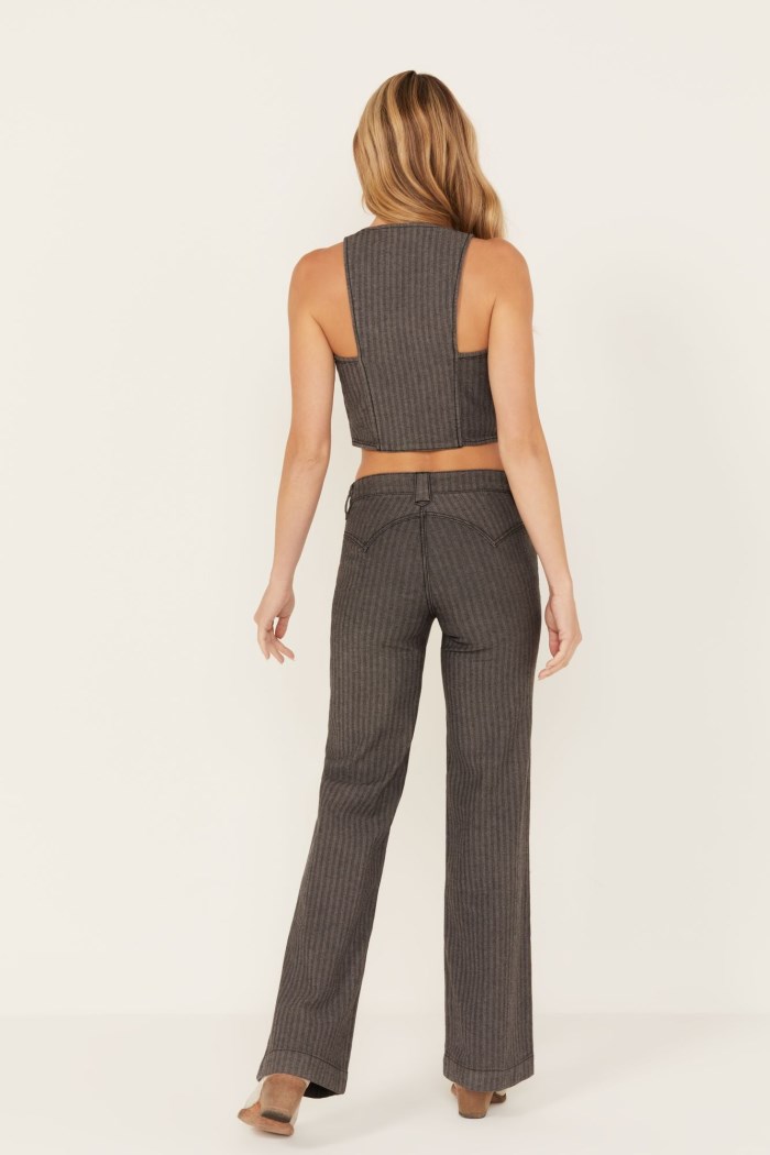 Special Offer Idyllwind Women's Annex Herringbone Revel Mid Rise Stretch Trouser Pants | Black