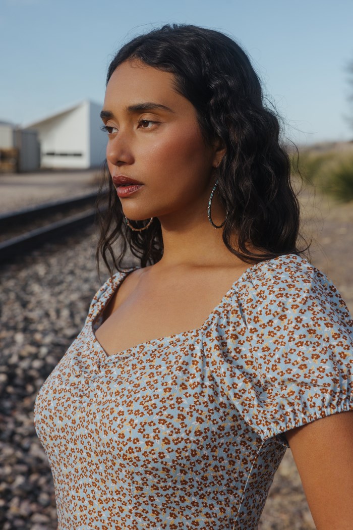 Special Offer Idyllwind Women's Beth Ditsy Print Puff Sleeve Midi Dress | Caramel