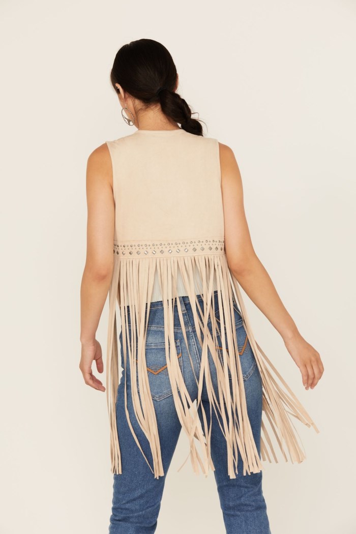 Special Offer Idyllwind Women's Walnut Studded Fringe Faux Suede Vest | Sand