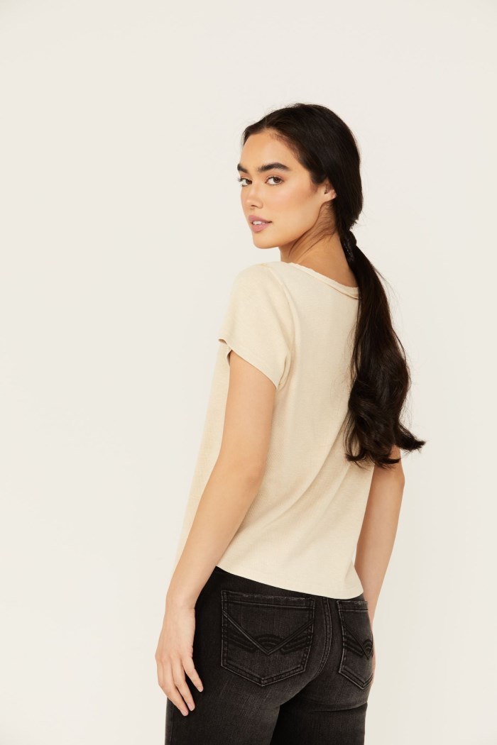 Special Offer Idyllwind Women's Vaughn Henley Short Sleeve Shirt | Off White