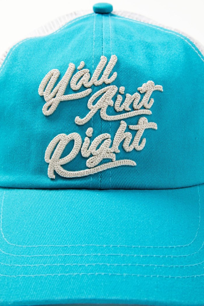 Special Offer Idyllwind Women's Y'all Ain't Right Embroidered Mesh Back Baseball Hat | Turquoise