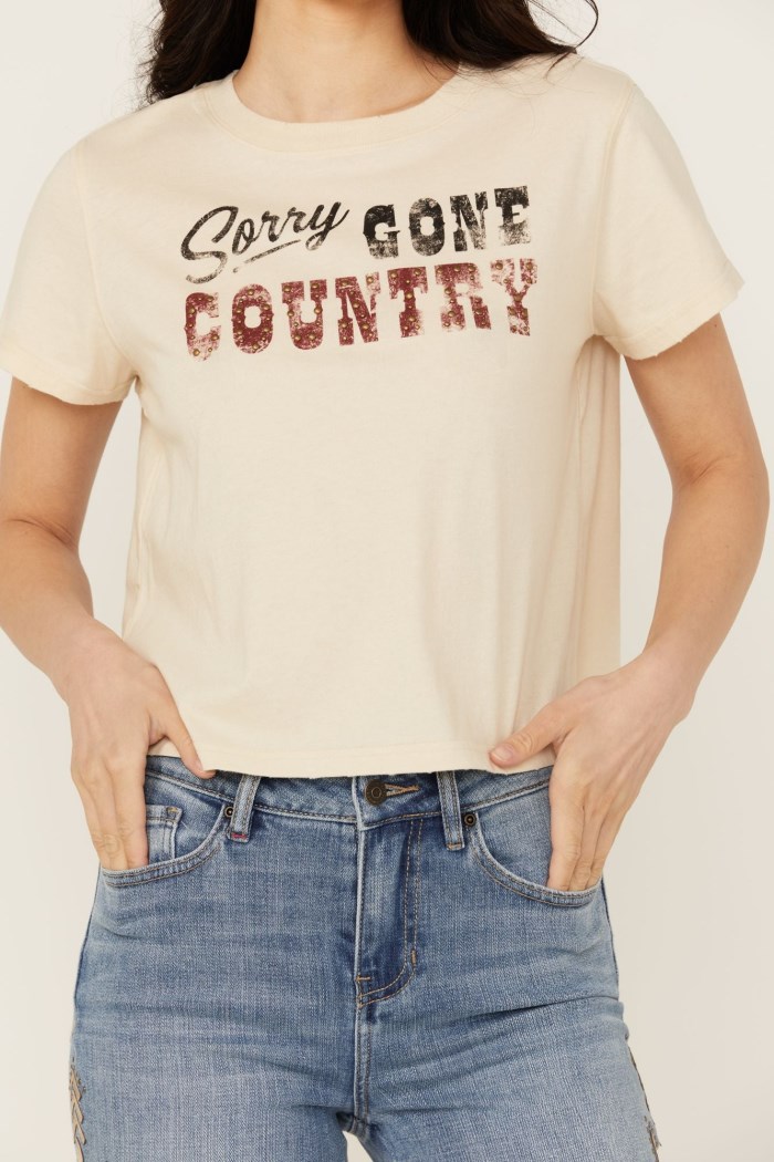 Special Offer Idyllwind Women's Sorry Gone Country Short Sleeve Cropped Graphic Tee | Nude