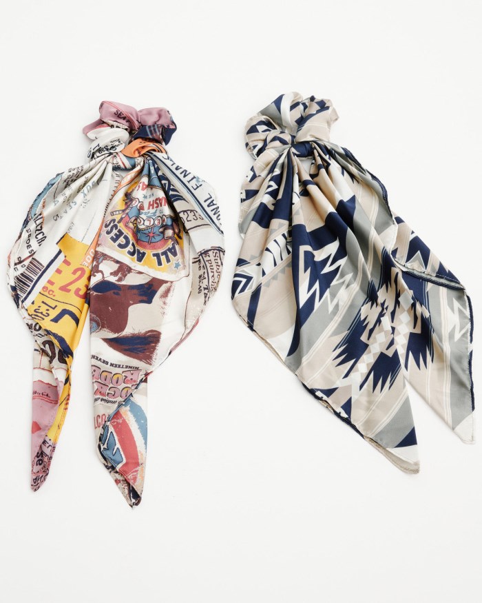 Special Offer Idyllwind Women's Eugenia Southwest Postcard Hair Scrunchie Set - 2 Piece | Cream