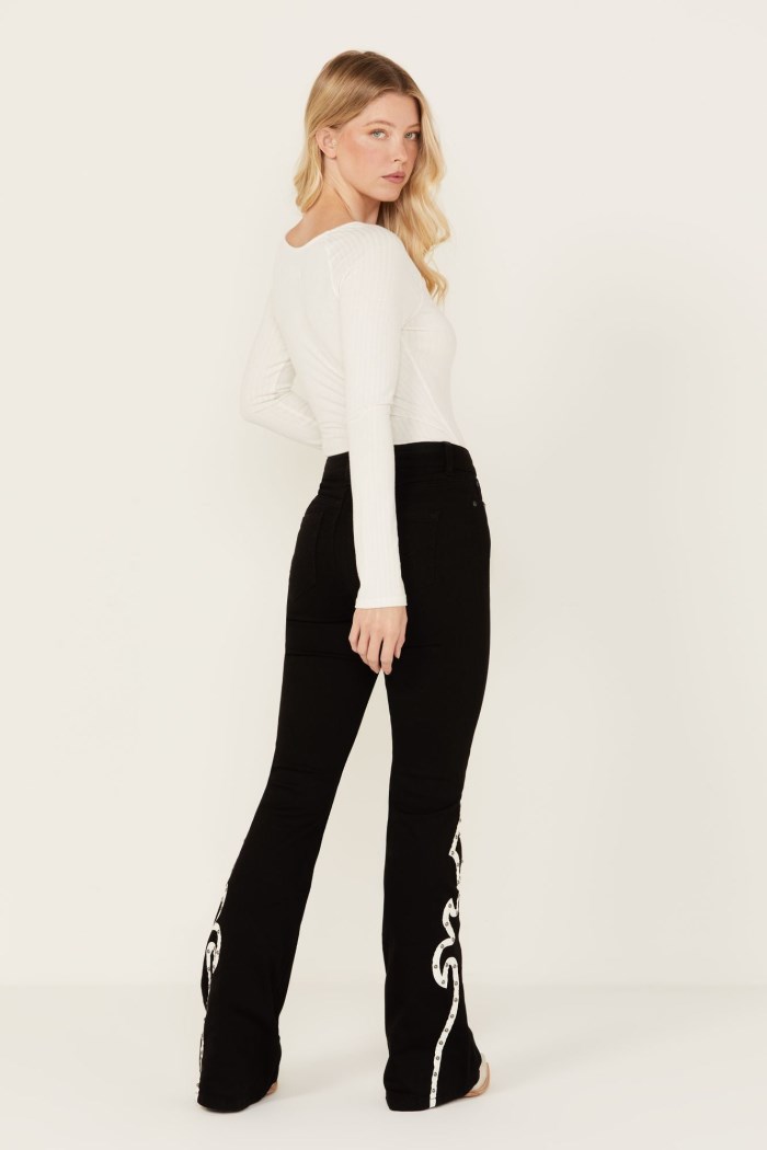 Special Offer Idyllwind Women's Grove Western Pieced High Rise Gypsy Stretch Bootcut Jeans | Black