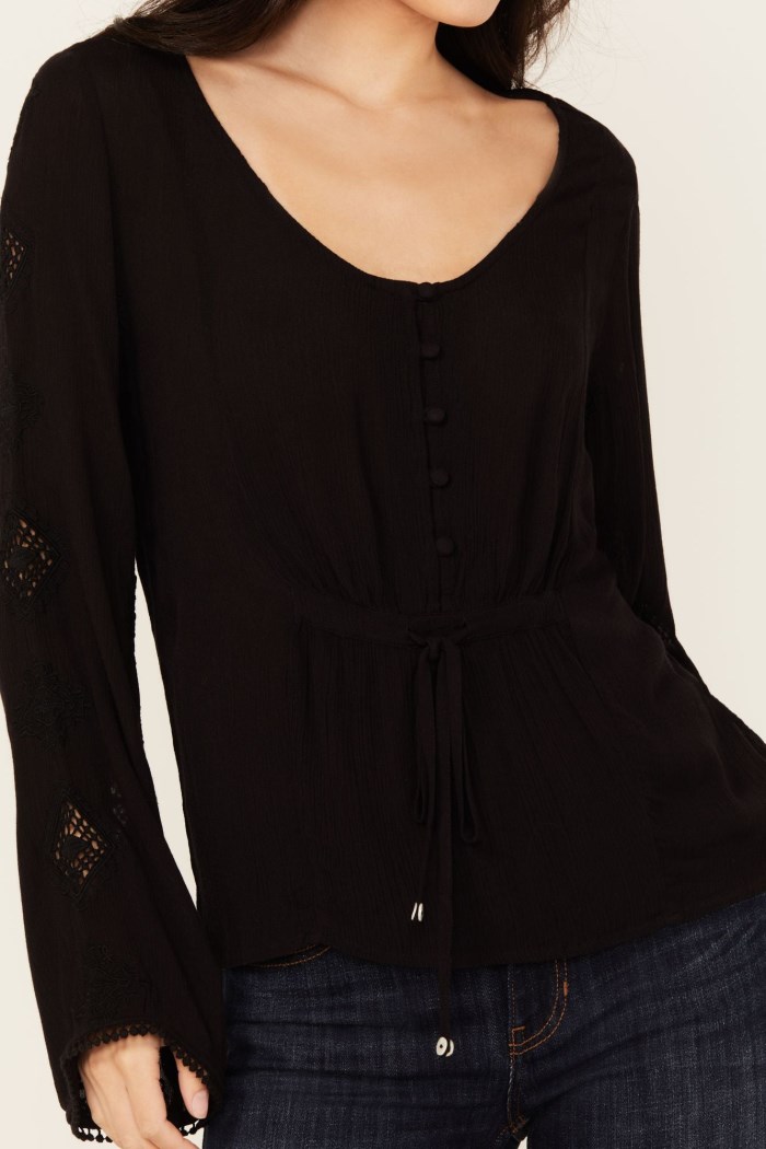 Special Offer Idyllwind Women's Sharondale Embroidered Long Sleeve Button-Down Shirt | Black