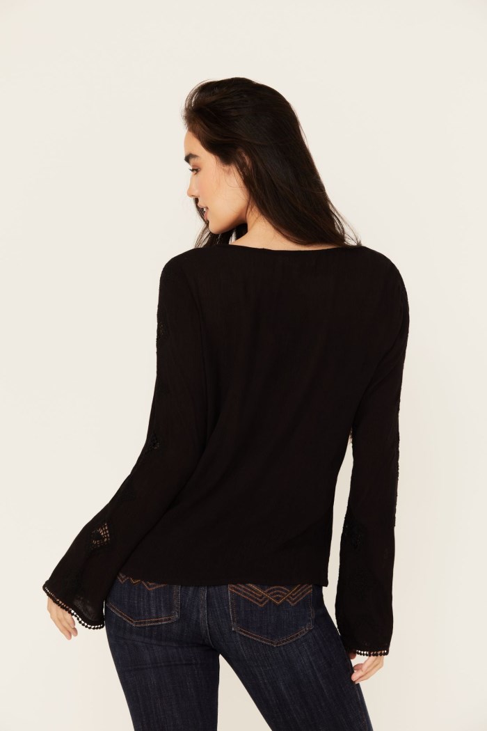 Special Offer Idyllwind Women's Sharondale Embroidered Long Sleeve Button-Down Shirt | Black