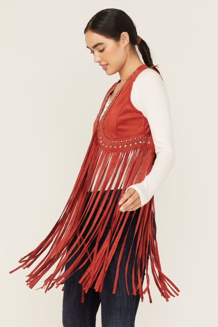 Special Offer Idyllwind Women's Walnut Studded Faux Suede Fringe Vest | Chilli
