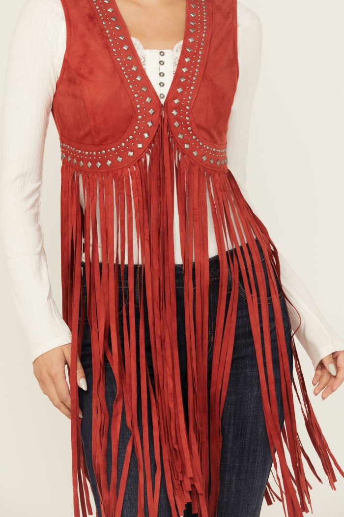 Special Offer Idyllwind Women's Walnut Studded Faux Suede Fringe Vest | Chilli