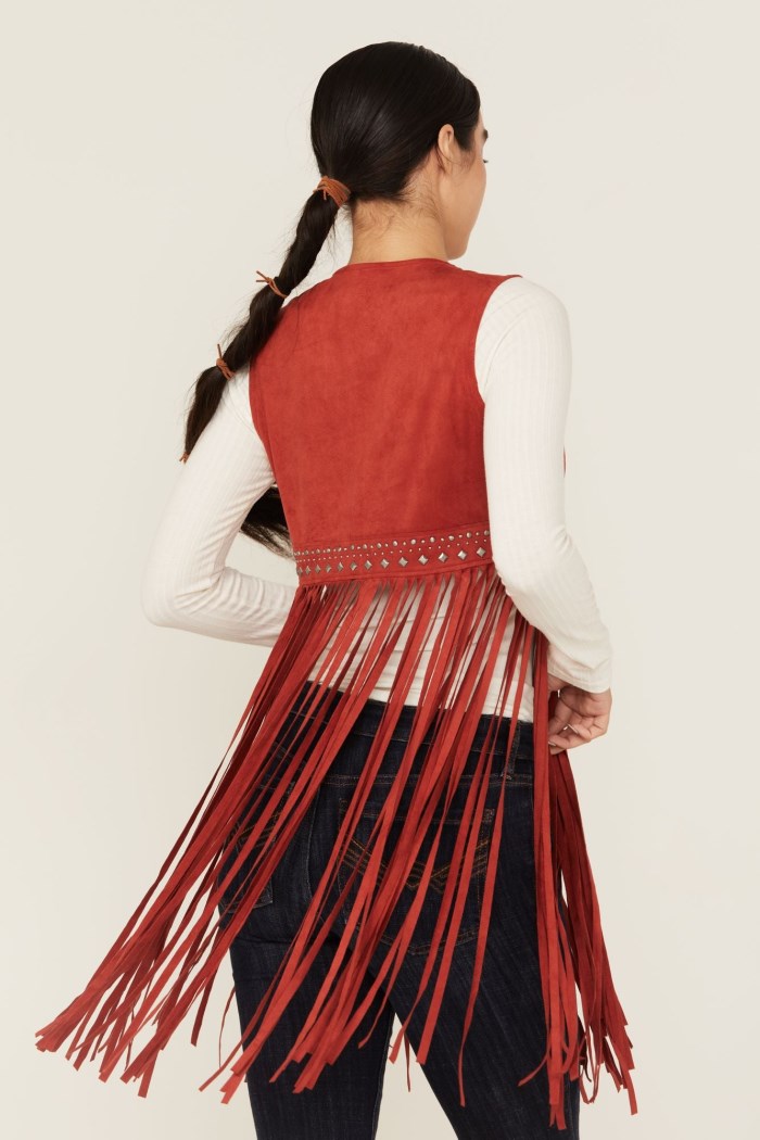 Special Offer Idyllwind Women's Walnut Studded Faux Suede Fringe Vest | Chilli