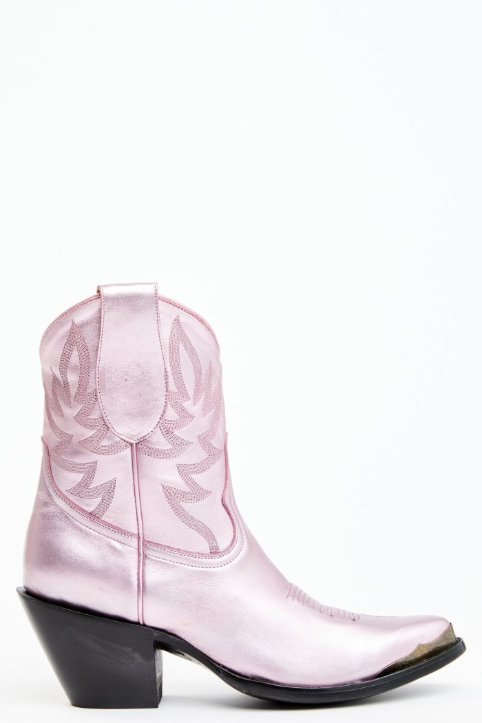 Special Offer Idyllwind Women's Tickled Metallic Pink Leather Fashion Western Booties - Round Toe | Pink