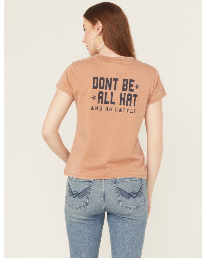 Special Offer Idyllwind Women's Don't Be All Hat Short Sleeve Graphic Tee | Pecan