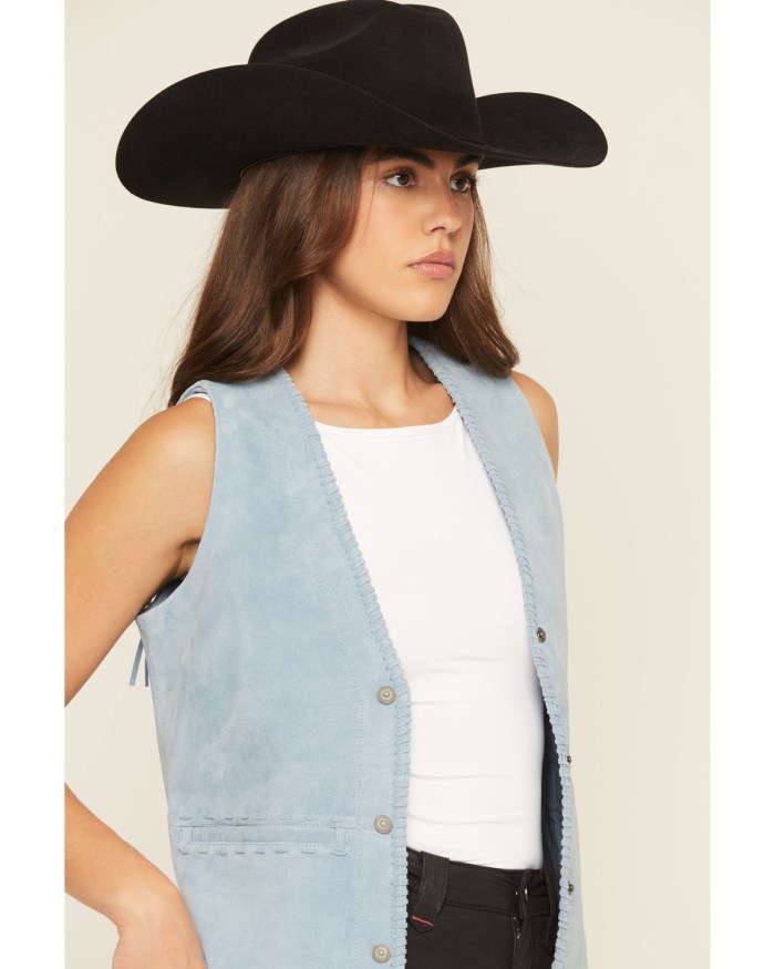 Special Offer Idyllwind Women's Mavert Suede Fringe Vest | Light Blue