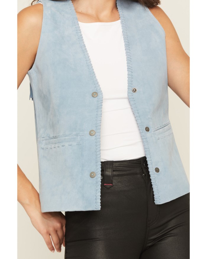 Special Offer Idyllwind Women's Mavert Suede Fringe Vest | Light Blue
