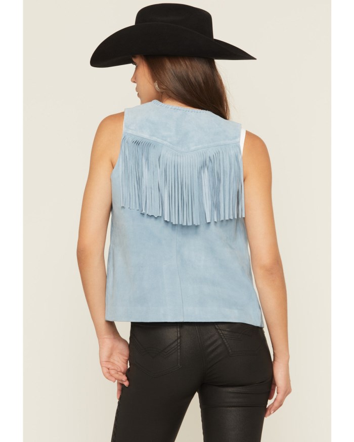Special Offer Idyllwind Women's Mavert Suede Fringe Vest | Light Blue