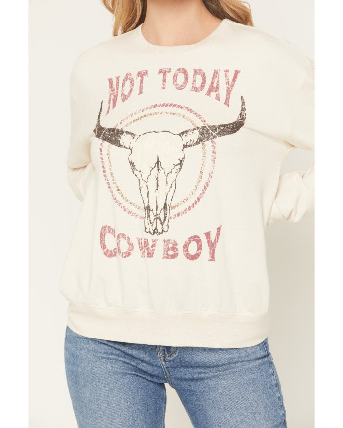 Special Offer Idyllwind Women's Not Today Cowboy Graphic Crewneck Sweatshirt | Cream