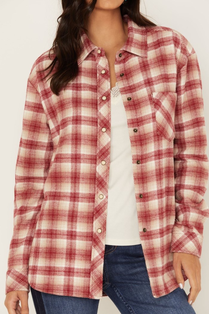 Special Offer Idyllwind Women's Plaid Print Roby Flannel Top | Brandy Brown