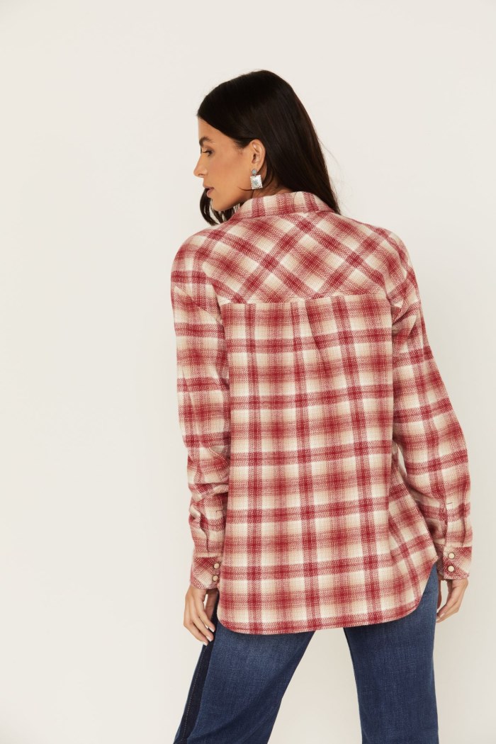 Special Offer Idyllwind Women's Plaid Print Roby Flannel Top | Brandy Brown