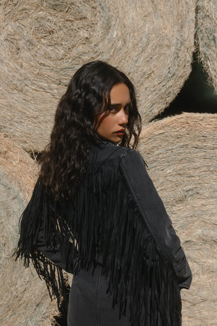 Special Offer Idyllwind Women's Fringe Long Sleeve Stretch Denim Mini Dress | Black