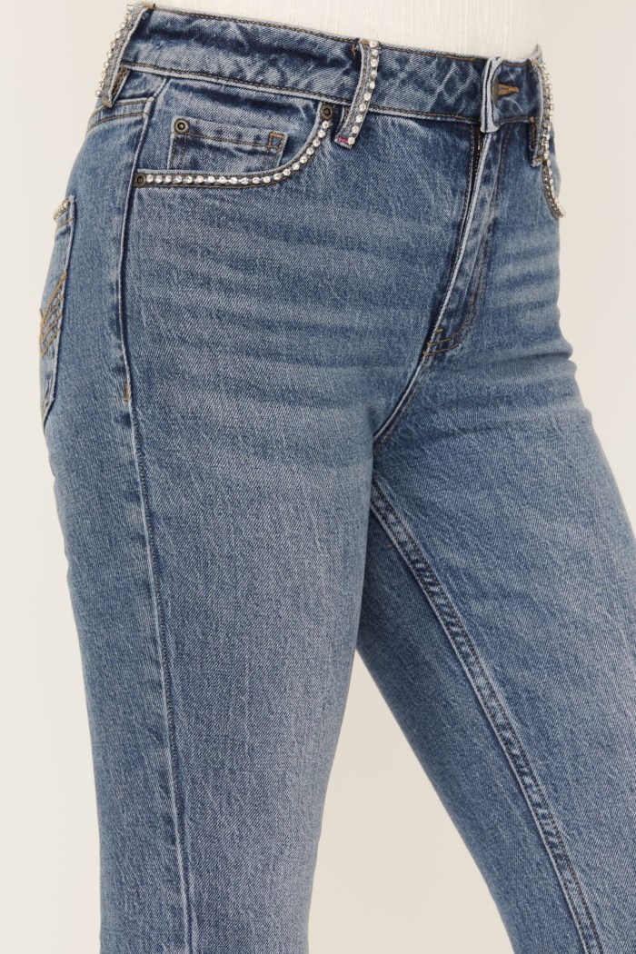 Special Offer Idyllwind Women's Foxwood High Risin' Rhinestone Flare Jeans | Dark Medium Wash