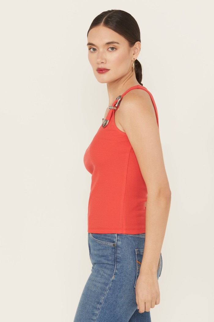 Special Offer Idyllwind Women's Wylie Rib Knit Buckle Tank | Coral