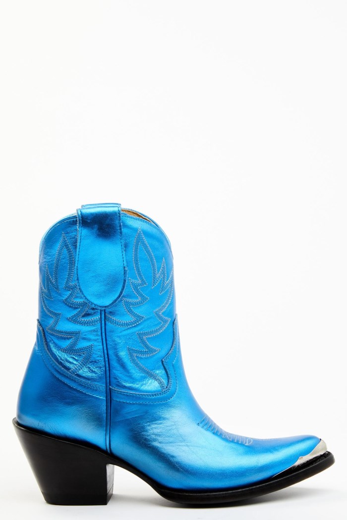 Special Offer Idyllwind Women's Wheels Metallic Royale Leather Western Booties - Round Toe | Royal Blue
