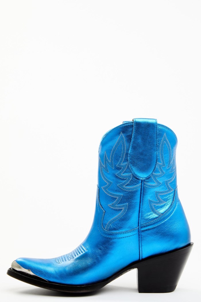 Special Offer Idyllwind Women's Wheels Metallic Royale Leather Western Booties - Round Toe | Royal Blue