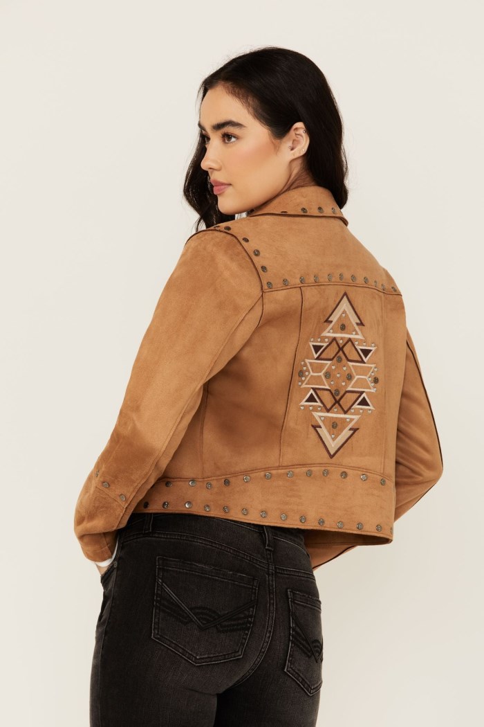 Special Offer Idyllwind Women's Yorkshire Studded And Embroidered Moto Jacket | Tan