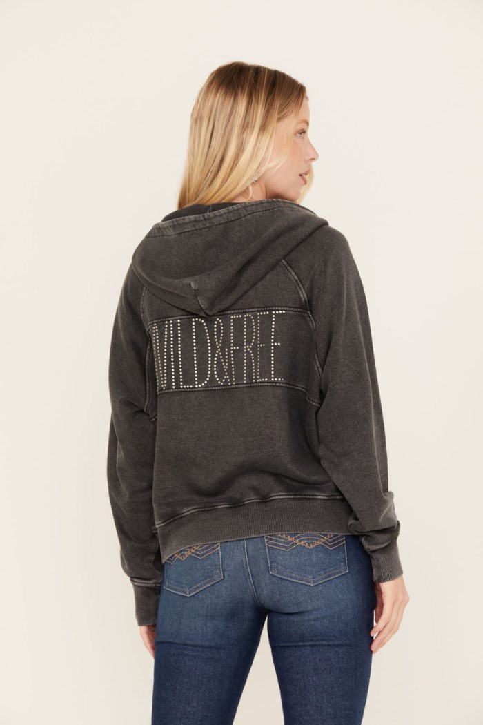 Special Offer Idyllwind Women's Blanche Studded Tie Front Hoodie | Black