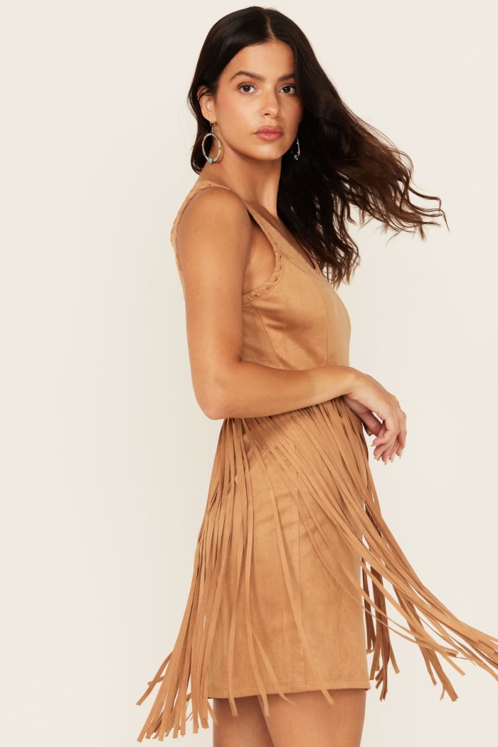 Special Offer Idyllwind Women's Lady Luck Faux Suede Mini Dress | Tan