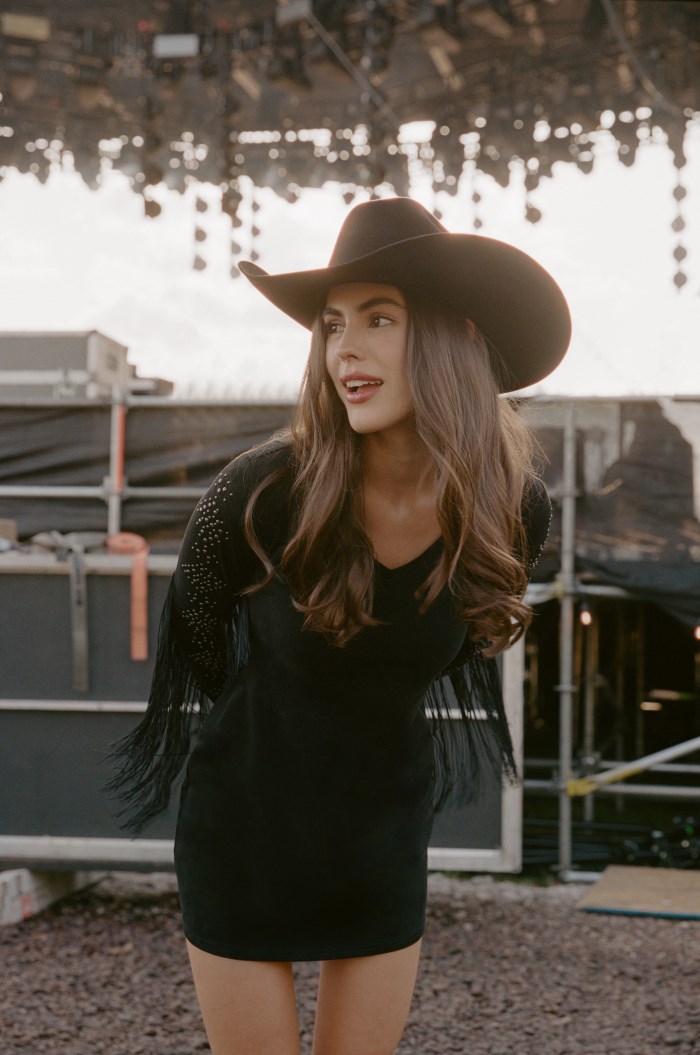 Special Offer Idyllwind Women's Lois Studded Long Sleeve Fringe Mini Dress | Black