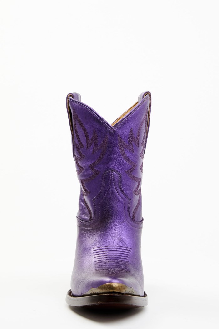 Special Offer Idyllwind Women's Wheels Metallic Violet Leather Booties - Round Toe | Purple