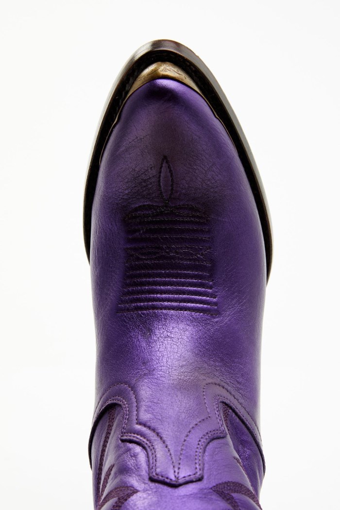 Special Offer Idyllwind Women's Wheels Metallic Violet Leather Booties - Round Toe | Purple